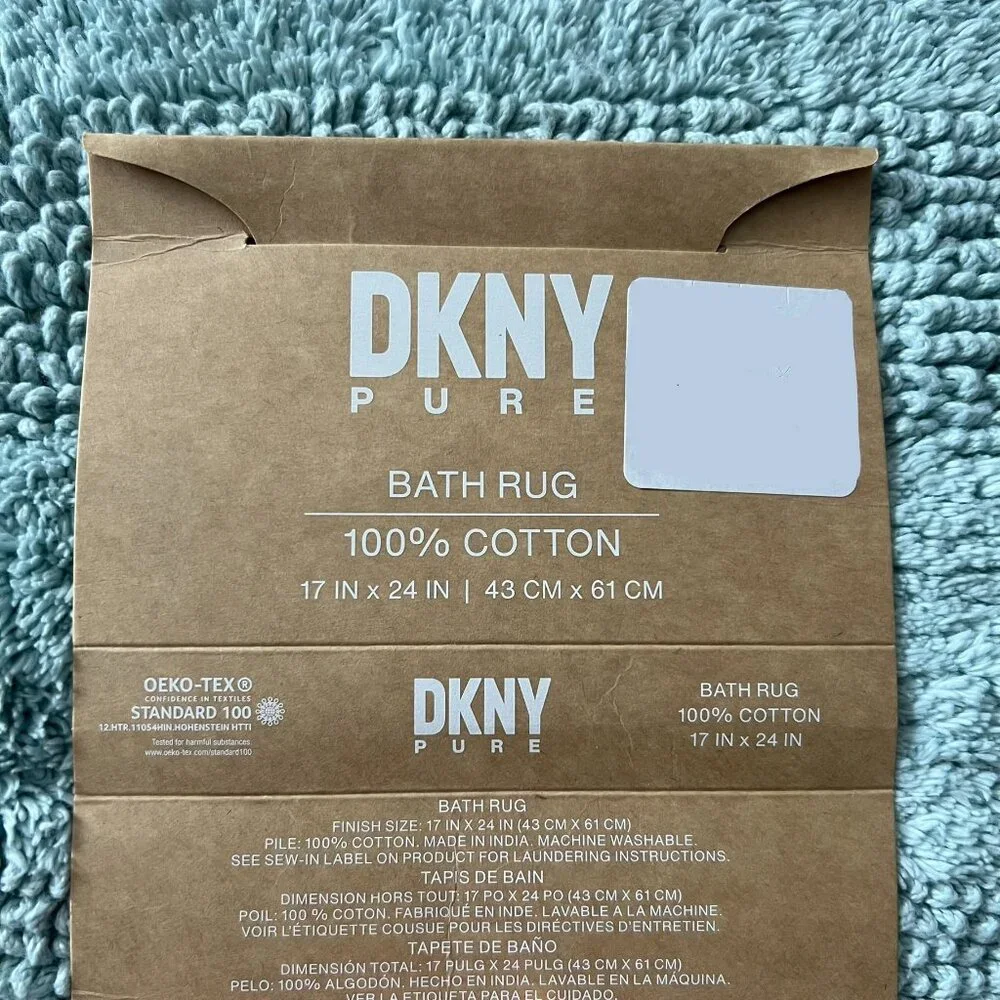 DKNY Pure 17 x 24 Bath Rug Mat Pastel Mint Light Green Aqua Reversible COTTON